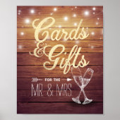 Hochzeitskarte & Geschenke Champagner Brille Holz Poster (Vorne)