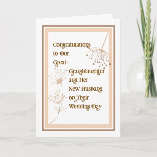 Hochzeitskarte Große Enkeltochter & Neues Ehemann Karte (Vorderseite)
