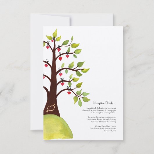 Hochzeitskarte "Grüne Bäume" für Wasserfarben Einladung (Rückseite)