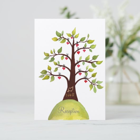 Hochzeitskarte "Grüne Bäume" für Wasserfarben Einladung (Stehend Vorderseite)