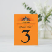 Hochzeitskarte - Halloween Liebe Orange & Black Postkarte (Stehend Vorderseite)