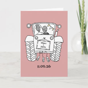 Hochzeitskarte im rustikalen Land-Stil mit Traktor Karte