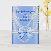 Hochzeitskarte in Blau mit Perlen und Imitaten Karte (Gelbe Blume)