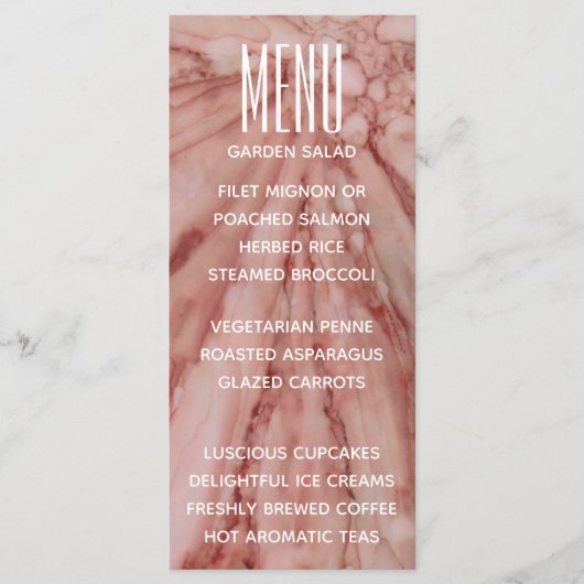 Hochzeitskarte in Rosa und Lavendel Menükarte (Vorderseite)