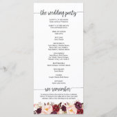 Hochzeitskarte in rustikaler Kalligrafie Programm (Rückseite)