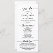 Hochzeitskarte in rustikaler Kalligrafie Programm (Vorne/Hinten)