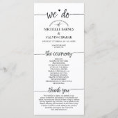 Hochzeitskarte in rustikaler Kalligrafie Programm (Vorderseite)