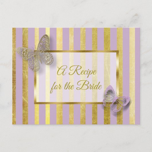 Hochzeitskarte lila und Gold Butterfly Rezept Postkarte (Vorderseite)