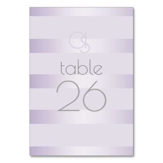 Hochzeitskarte | Lilac Shimmer Stripe Monogram Tischnummer (Rückseite)