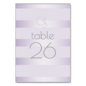 Hochzeitskarte | Lilac Shimmer Stripe Monogram Tischnummer (Vorderseite)