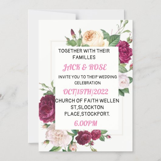 Hochzeitskarte Magneteinladung (Vorderseite)