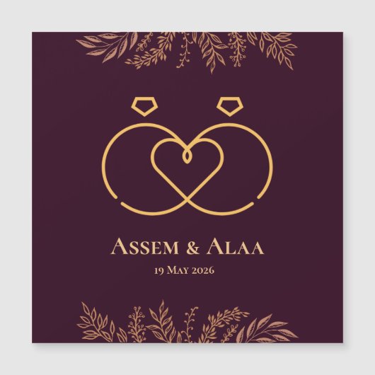 Hochzeitskarte Magneteinladung (Vorderseite)
