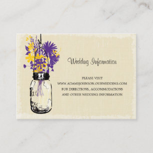 Hochzeitskarte Mason Jar Wildblumen Begleitkarte