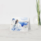 Hochzeitskarte mit Aquarellmalerei auf Santorin Dankeskarte (Vorderseite)