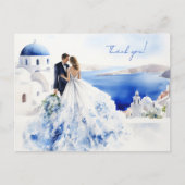 Hochzeitskarte mit Aquarellmalerei auf Santorin Postkarte (Vorderseite)