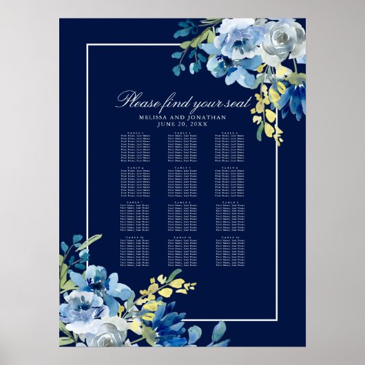Hochzeitskarte mit blauem Flor Poster (Vorne)