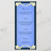 Hochzeitskarte mit blauer Blume Menükarte (Rückseite)