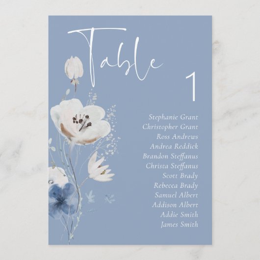 Hochzeitskarte mit blauer Blütenblume Einladung (Vorderseite)