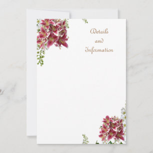 Hochzeitskarte mit Details und Informationen Dankeskarte