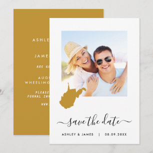 Hochzeitskarte mit Foto und Landkarte von West Vir Save The Date