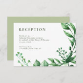 Hochzeitskarte mit grünem Blattwerk RSVP Karte (Vorne/Hinten)