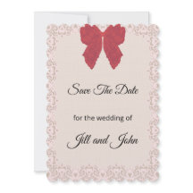 Hochzeitskarte mit Spitzen-Schleife 'Save The Date
