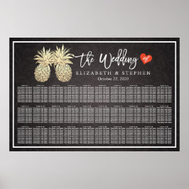 Hochzeitskarte Modernes Gold Ananas Paar Poster