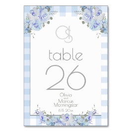 Hochzeitskarte | Monogram Blue Floral BOHO Tischnummer
