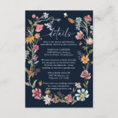 Hochzeitskarte Navy Blue Wildblume Begleitkarte (Vorderseite)