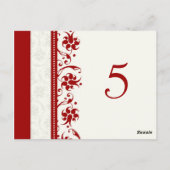 Hochzeitskarte Rote Tischnummer (Rückseite)