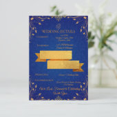 Hochzeitskarte Royal Blau und Gold Details Begleitkarte (Stehend Vorderseite)