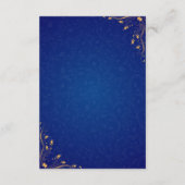 Hochzeitskarte Royal Blau und Gold Details Begleitkarte (Rückseite)