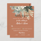 Hochzeitskarte RSVP Blumenkohl Grün & Terracotta Postkarte (Vorne/Hinten)