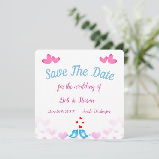 Hochzeitskarte Save The Date (Stehend Vorderseite)