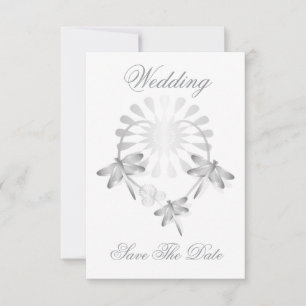 Hochzeitskarte "Save The Date" Silberne Libellen Save The Date