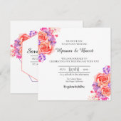 Hochzeitskarte Schöne Blumenkarte Einladung (Vorne/Hinten)