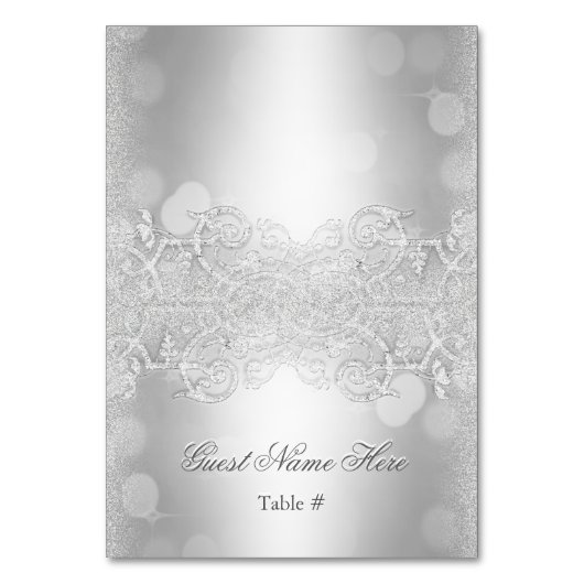 Hochzeitskarte Silver Tischnummer (Vorderseite)