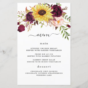 Hochzeitskarte Sonnenblume Burgundy Red Blush