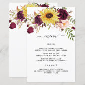 Hochzeitskarte Sonnenblume Burgundy Red Blush (Vorne/Hinten)