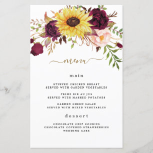 Hochzeitskarte Sonnenblume Burgundy Red Blush