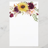 Hochzeitskarte Sonnenblume Burgundy Red Blush (Rückseite)