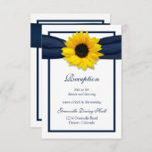 Hochzeitskarte Sonnenblume Navy Blauer Band Hochze Begleitkarte (Vorne/Hinten)