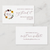 Hochzeitskarte Sonnenblumen Burgund Rose Begleitkarte (Vorne/Hinten)