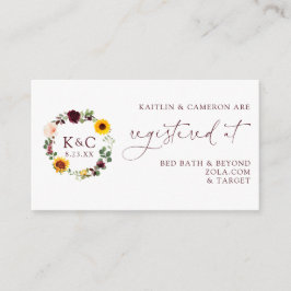 Hochzeitskarte Sonnenblumen Burgund Rose Begleitkarte