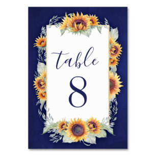 Hochzeitskarte Sunflower Vintage Tischnummer Cards