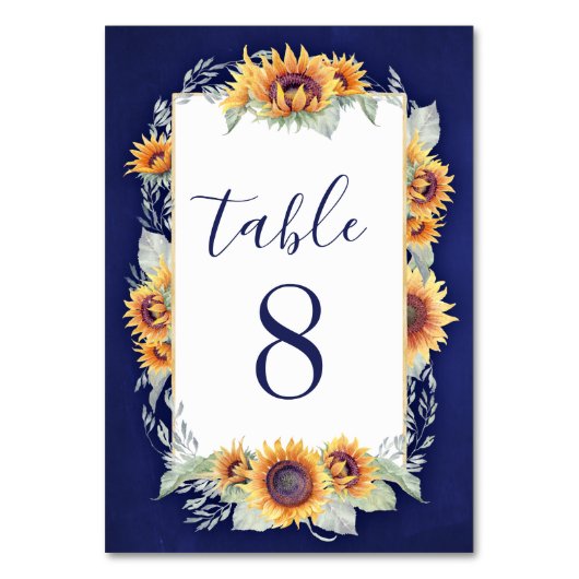 Hochzeitskarte Sunflower Vintage Tischnummer Cards (Vorderseite)