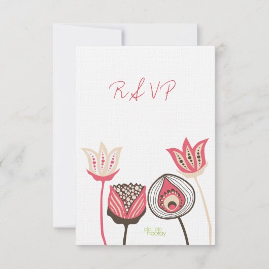 Hochzeitskarte uAwg Pink & Green Blues RSVP Karte (Vorderseite)