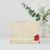 Hochzeitskarte Vintage Rote Rose Postkarte (Stehend Vorderseite)