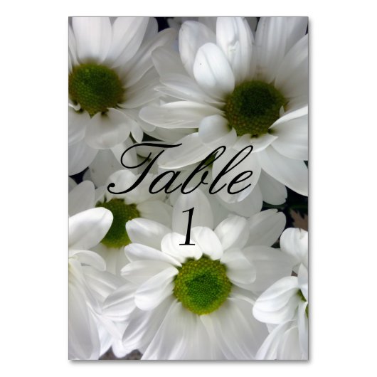 Hochzeitskarte Weiße Daisy Blume Tischnummer (Rückseite)