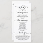 Hochzeitskarte zum Thema rustikale Kalligraphie Programm (Vorne/Hinten)